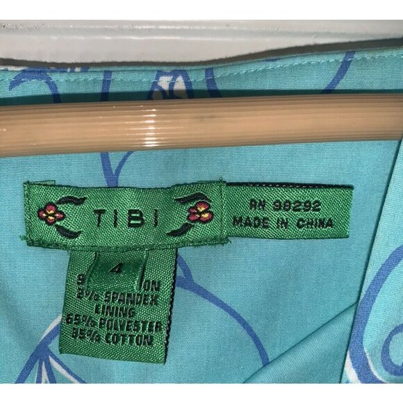 TIBI Vintage Blue Floral Pattern Sleeveless Spring Casual Shift Dress Size 4 - Picture 8 of 8